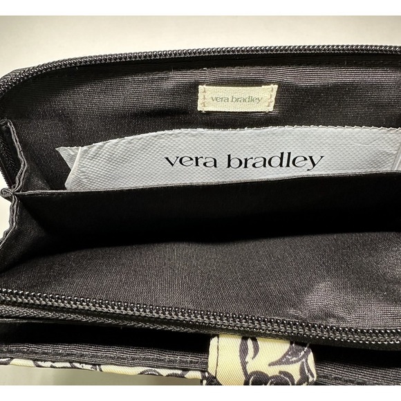 NWT Vera Bradley Large Tab Nylon Wallet Bubbly Flowers Black Pattern MSRP $95.00 - Picture 8 of 13